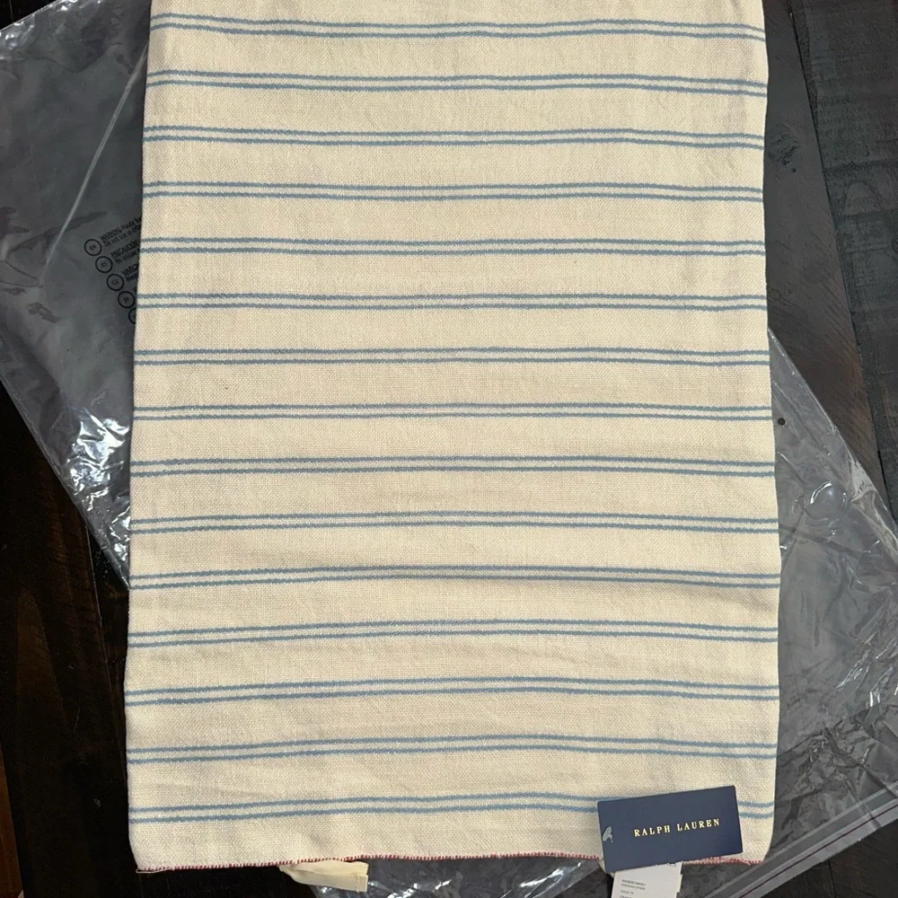 Ralph Lauren Home Cream and Blue Striped Pillow Shams (Pair)